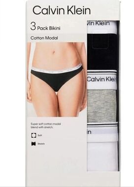Calvin Klein Women's Carousel Logo Cotton Stretch Bikini Panties, 3 Pack